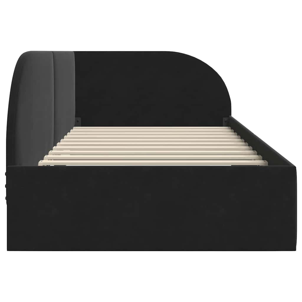 Hörn Sängram med huvudgavel Svart 90 cm x 190 cm Sammet