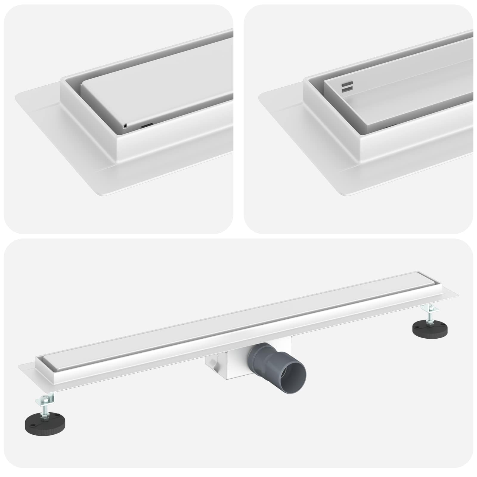 2 i 1 Duschavlopp Silver 80 cm Rostfritt Stål 304