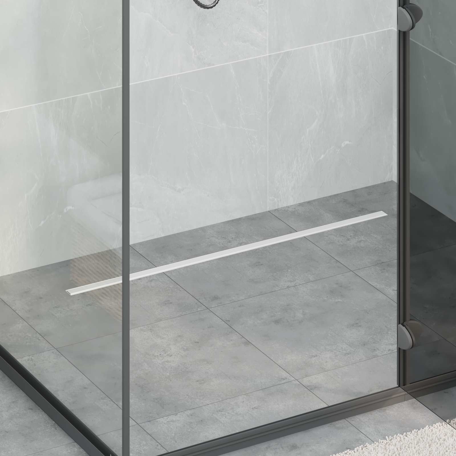 360° Duschavlopp med smal modell Silver 90 cm