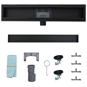 2 i 1 Duschavlopp Svart 60 cm Rostfritt Stål 304