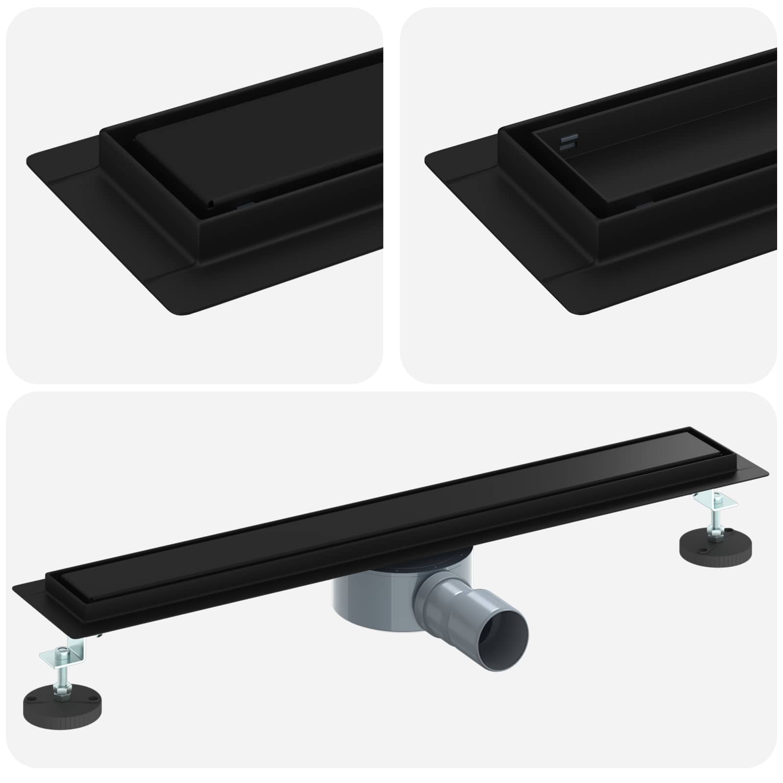 Duschavlopp 2-i-1 med 360° Siphon Svart 60 cm