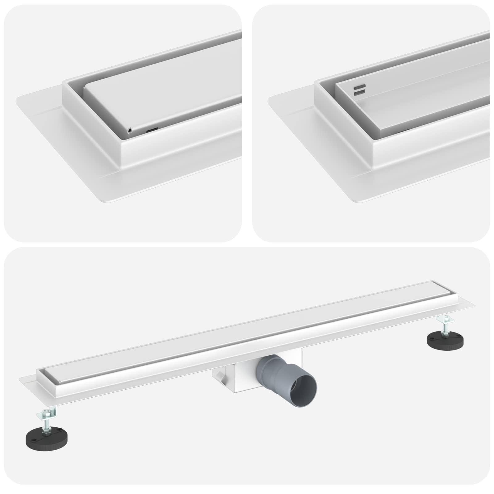 2 i 1 Duschavlopp Silver 70 cm Rostfritt Stål 304