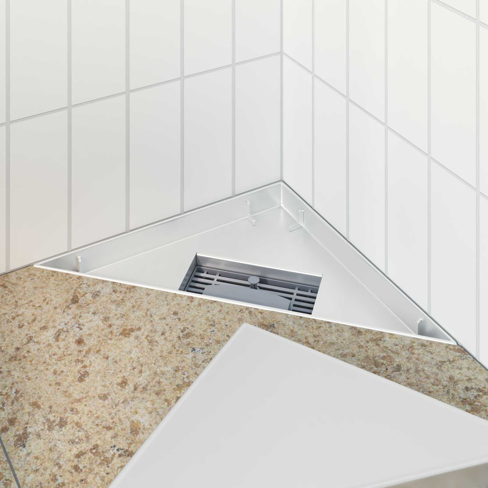 2 i 1 Triangelduschavlopp Silver 25 x 25 cm Rostfritt Stål 304
