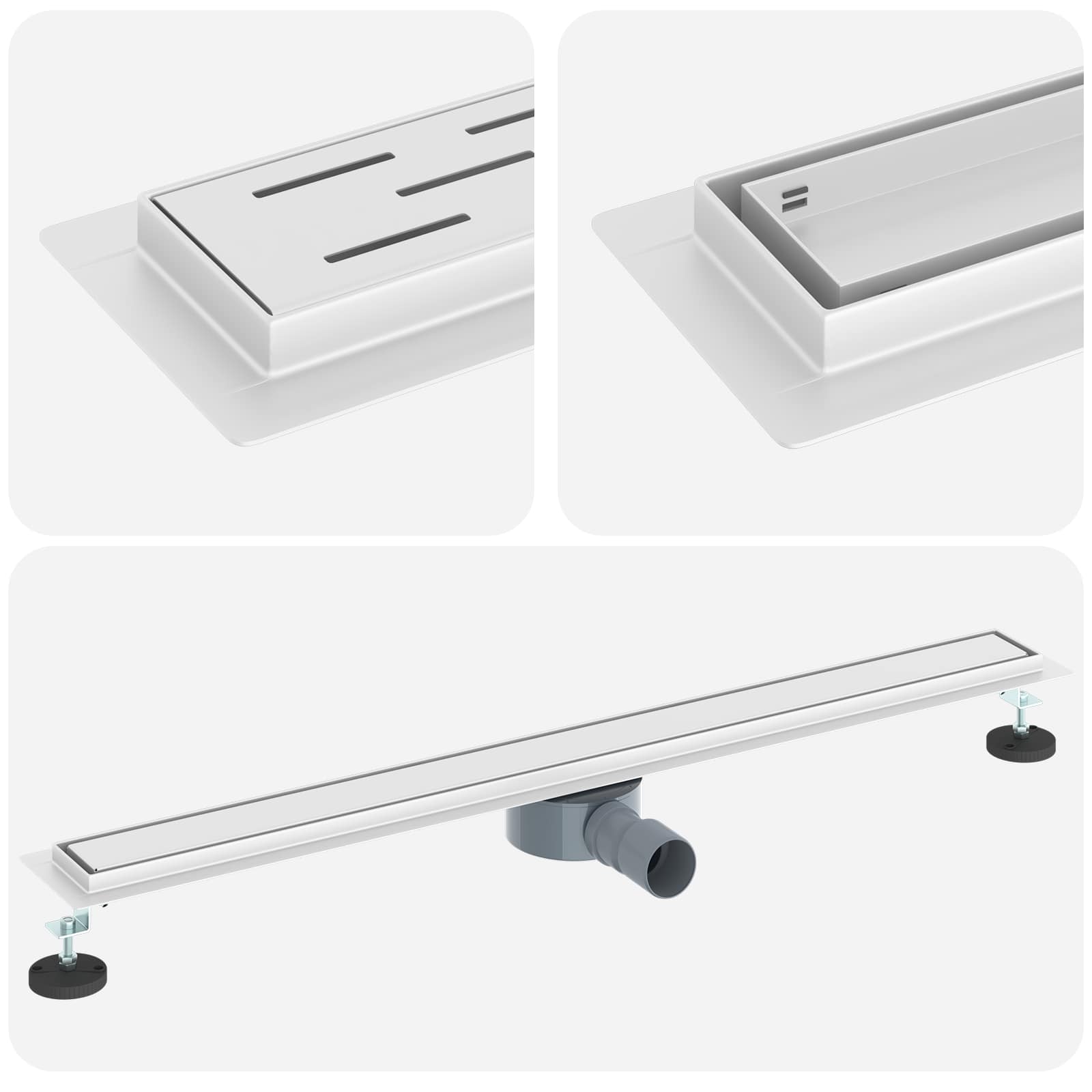 Duschavlopp 2-i-1 med 360° Siphon Silver 90 cm
