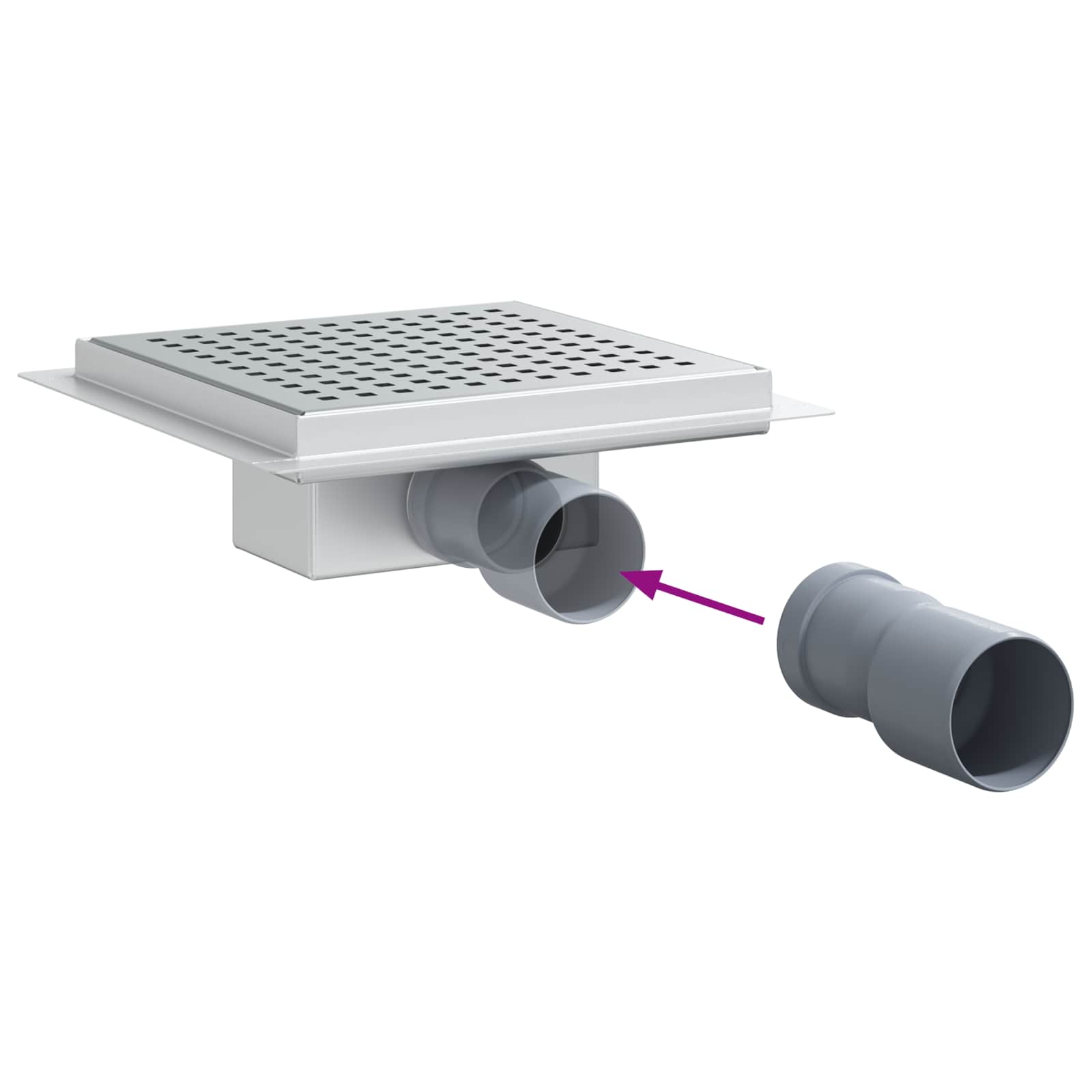 2 i 1 duschavlopp Silver 20 x 20 cm Rostfritt Stål 304