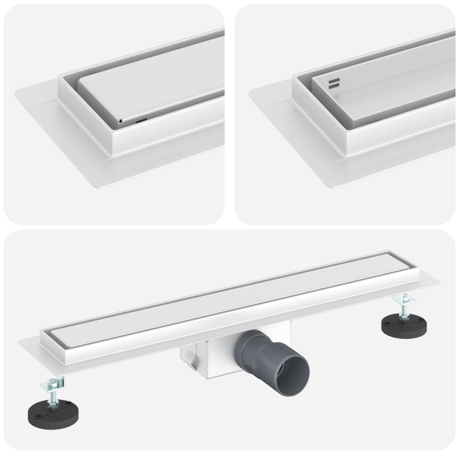 2 i 1 Duschavlopp Silver 60 cm Rostfritt Stål 304