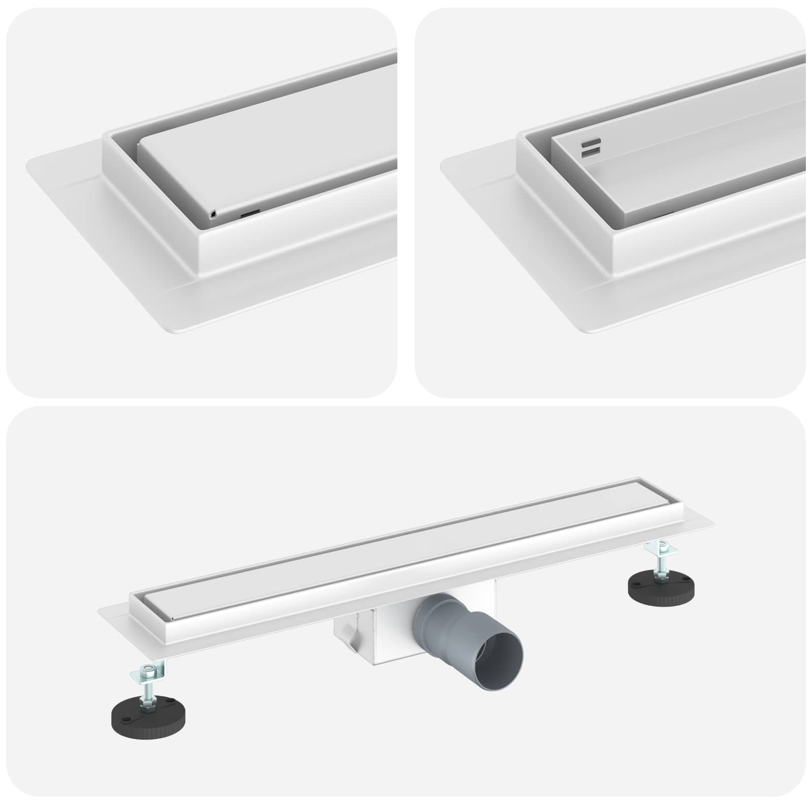 2 i 1 Duschavlopp Silver 50 cm Rostfritt Stål 304