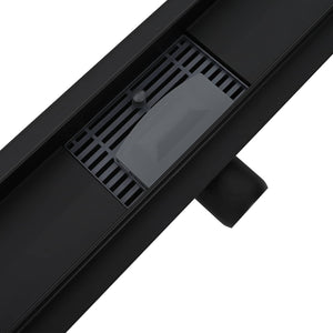 2 i 1 Duschavlopp Svart 90 cm Rostfritt Stål 304