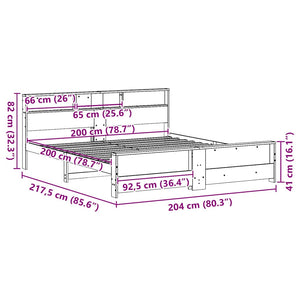Sängram med huvudgavel Vit 200 x 200 cm Konstruerat trä