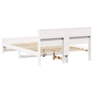 Sängram med huvudgavel Vit 160 x 200 cm Konstruerat trä