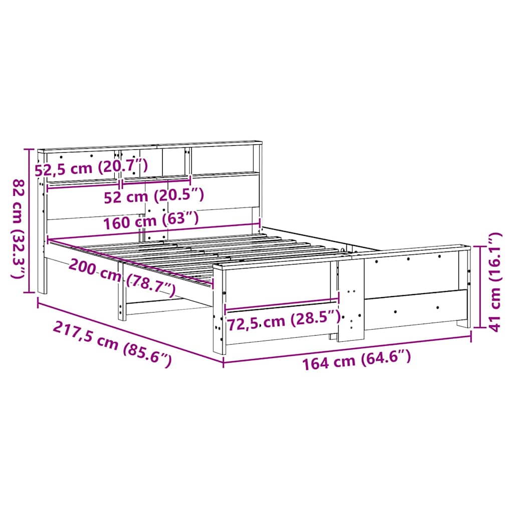 Sängram med huvudgavel Vit 160 x 200 cm Konstruerat trä