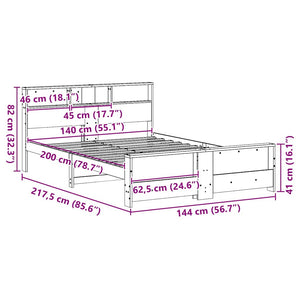 Sängram med huvudgavel Brun 140 x 200 cm Konstruerat trä