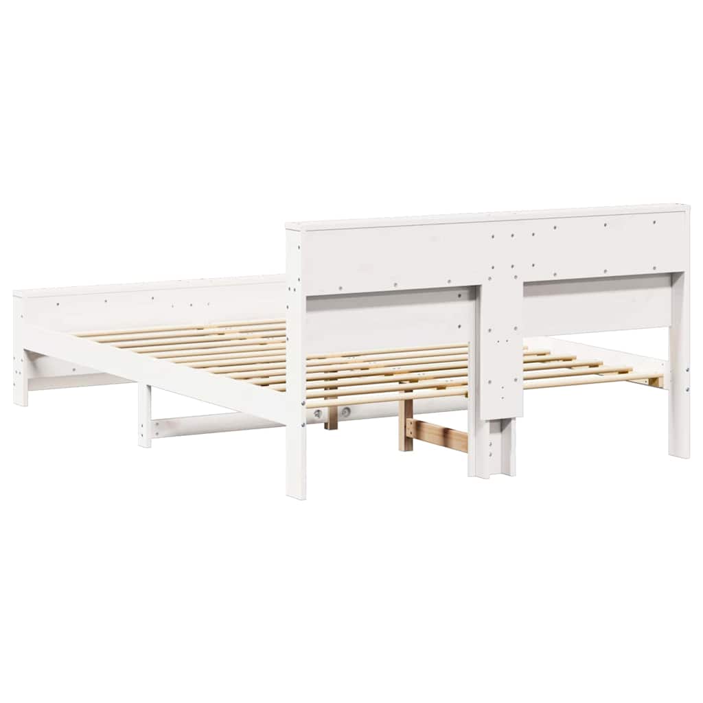 Sängram med huvudgavel Vit 140 x 200 cm Konstruerat trä