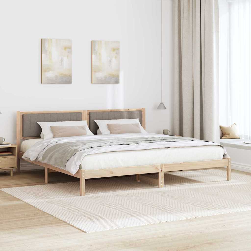 Sängram med huvudgavel Taupe 200 x 200 cm Massiv furu