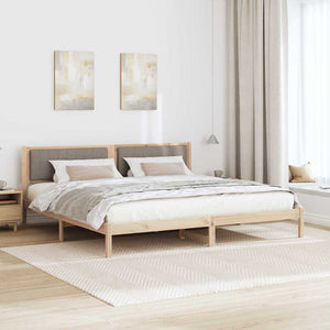 Sängram med huvudgavel Taupe 200 x 200 cm Massiv furu