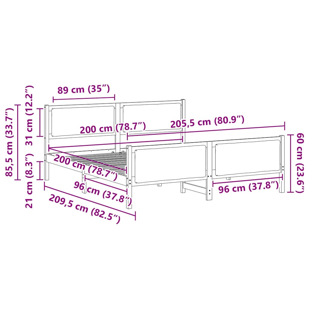 Sängram med huvudgavel Ljusgrå 200 x 200 cm tyg