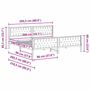 Sängram med huvudgavel Ljusgrå 200 x 200 cm Massiv furu