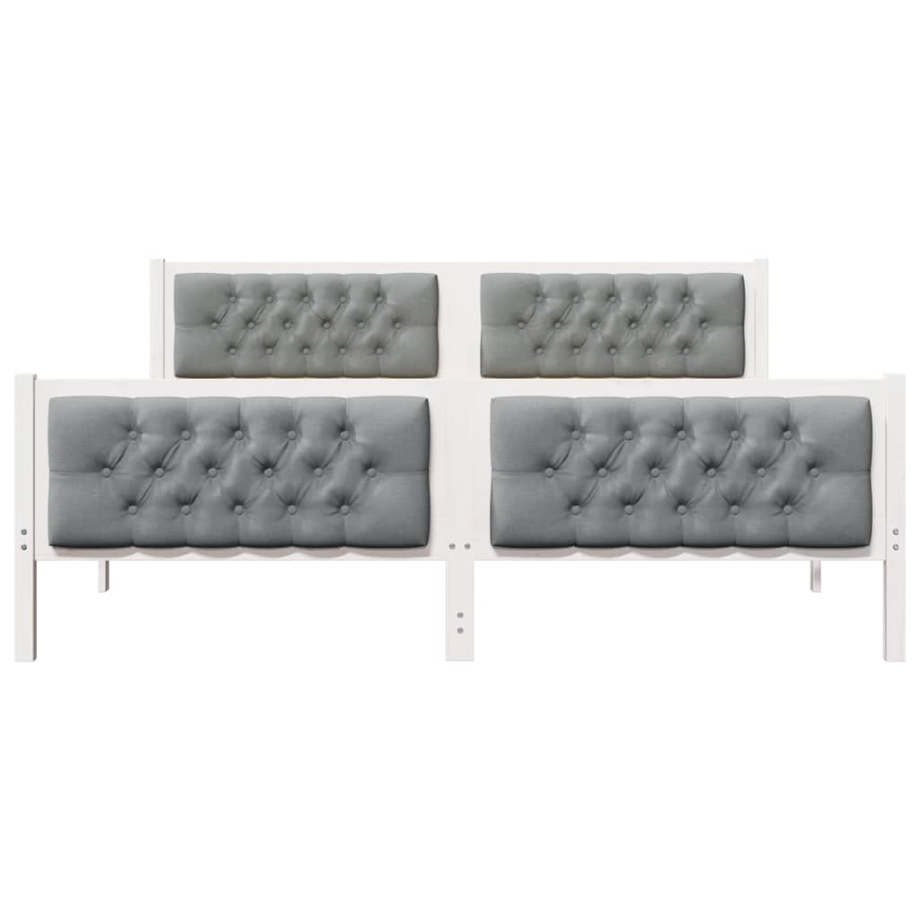 Sängram med huvudgavel Ljusgrå 180 x 200 cm Massiv furu