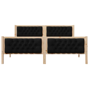 Sängram med huvudgavel Svart 160 x 200 cm Massiv furu