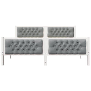 Sängram med huvudgavel Ljusgrå 160 x 200 cm Massiv furu