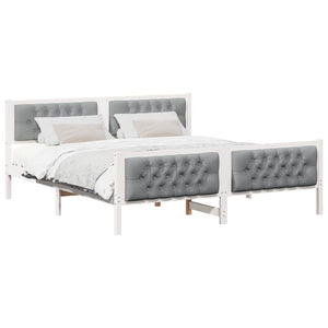 Sängram med huvudgavel Ljusgrå 160 x 200 cm Massiv furu