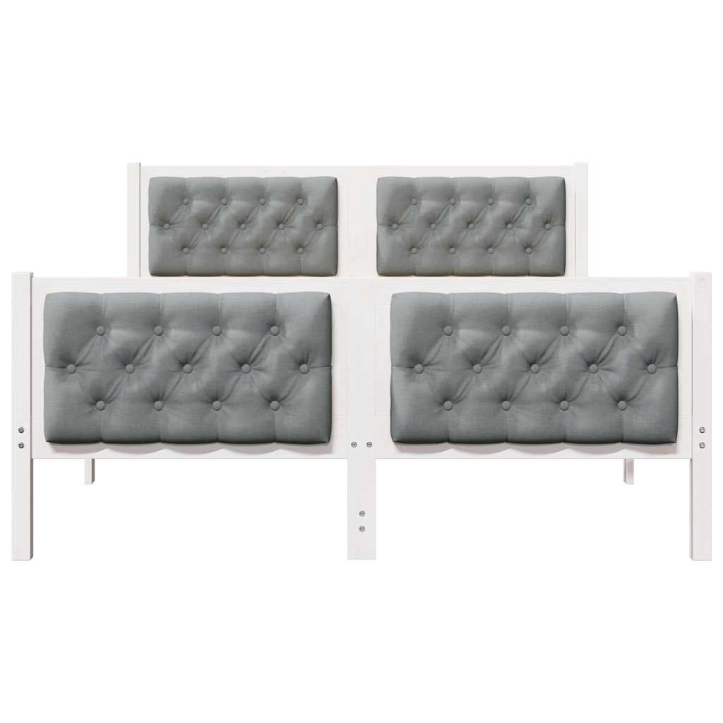 Sängram med huvudgavel Ljusgrå 150 x 200 cm Massiv furu