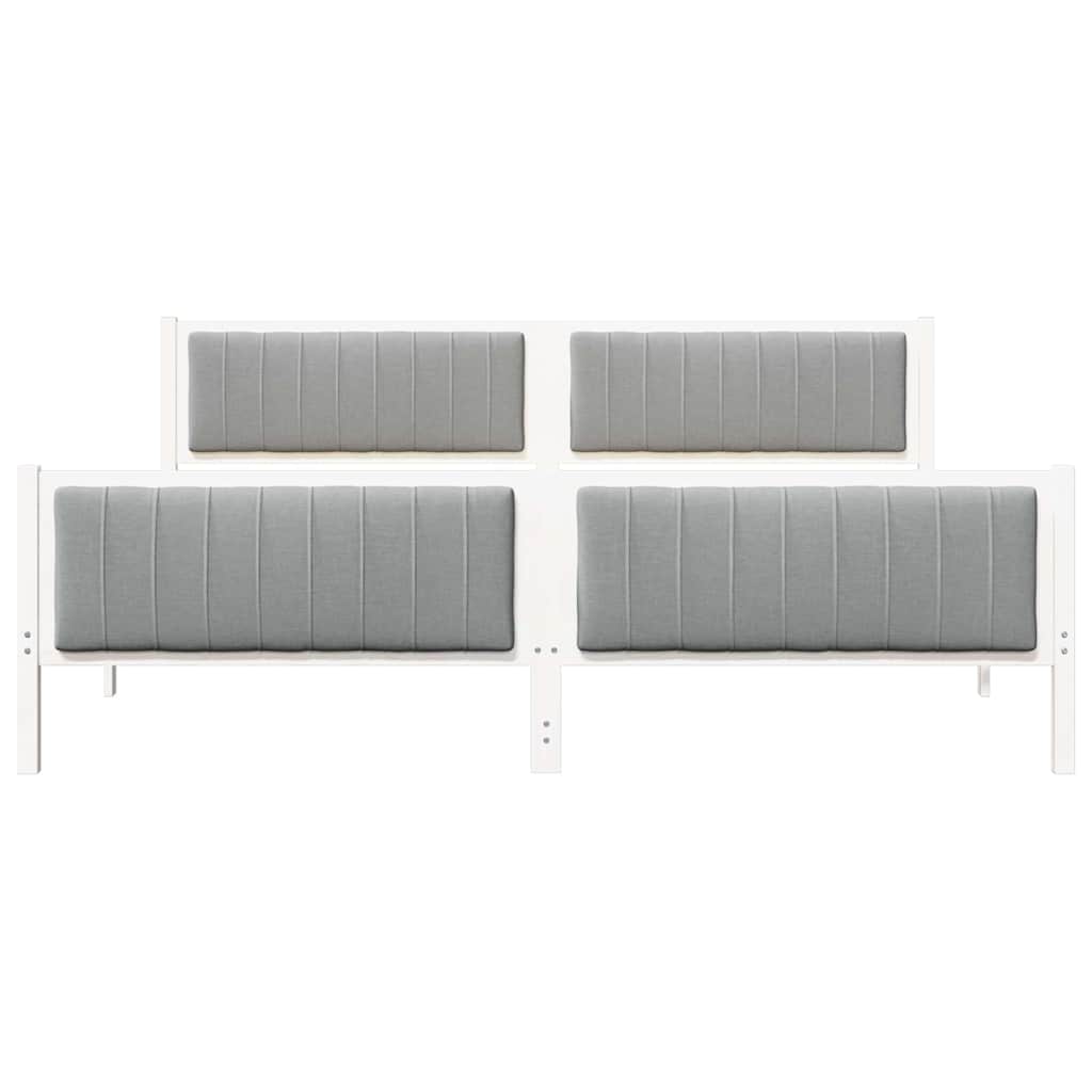 Sängram med huvudgavel Vit och ljusgrå 200 x 200 cm Massiv furu