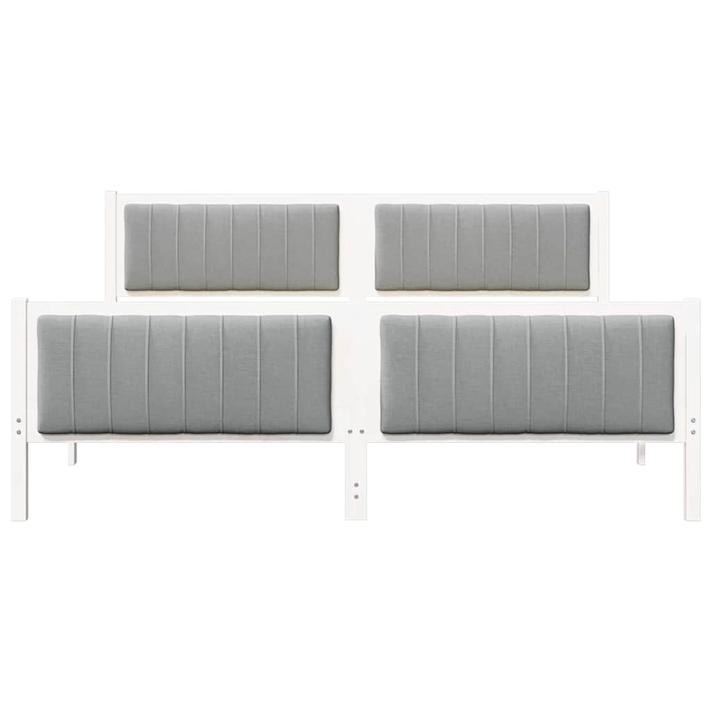 Sängram med huvudgavel Vit och ljusgrå 180 x 200 cm Massiv furu
