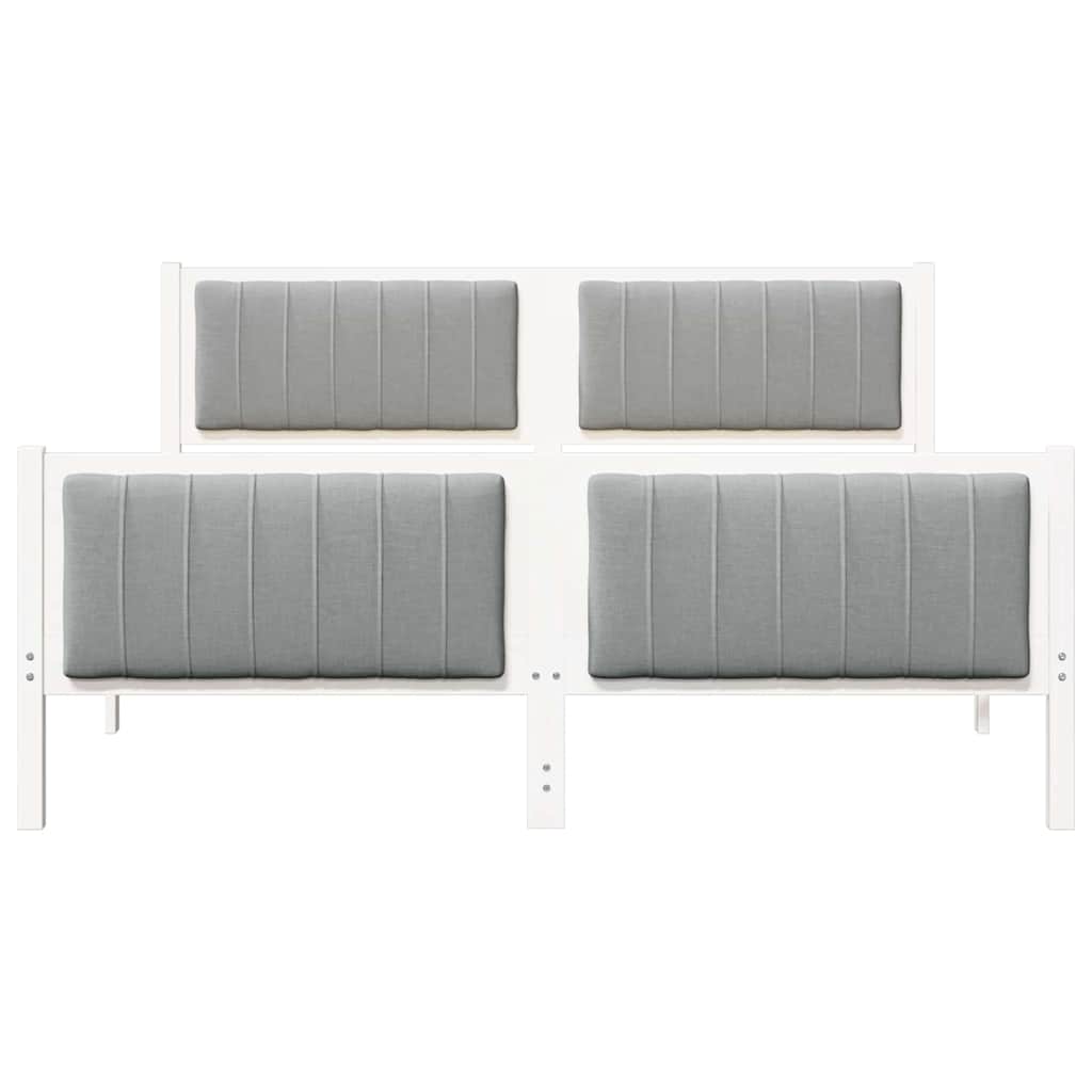 Sängram med huvudgavel Vit och ljusgrå 160 x 200 cm Massiv furu