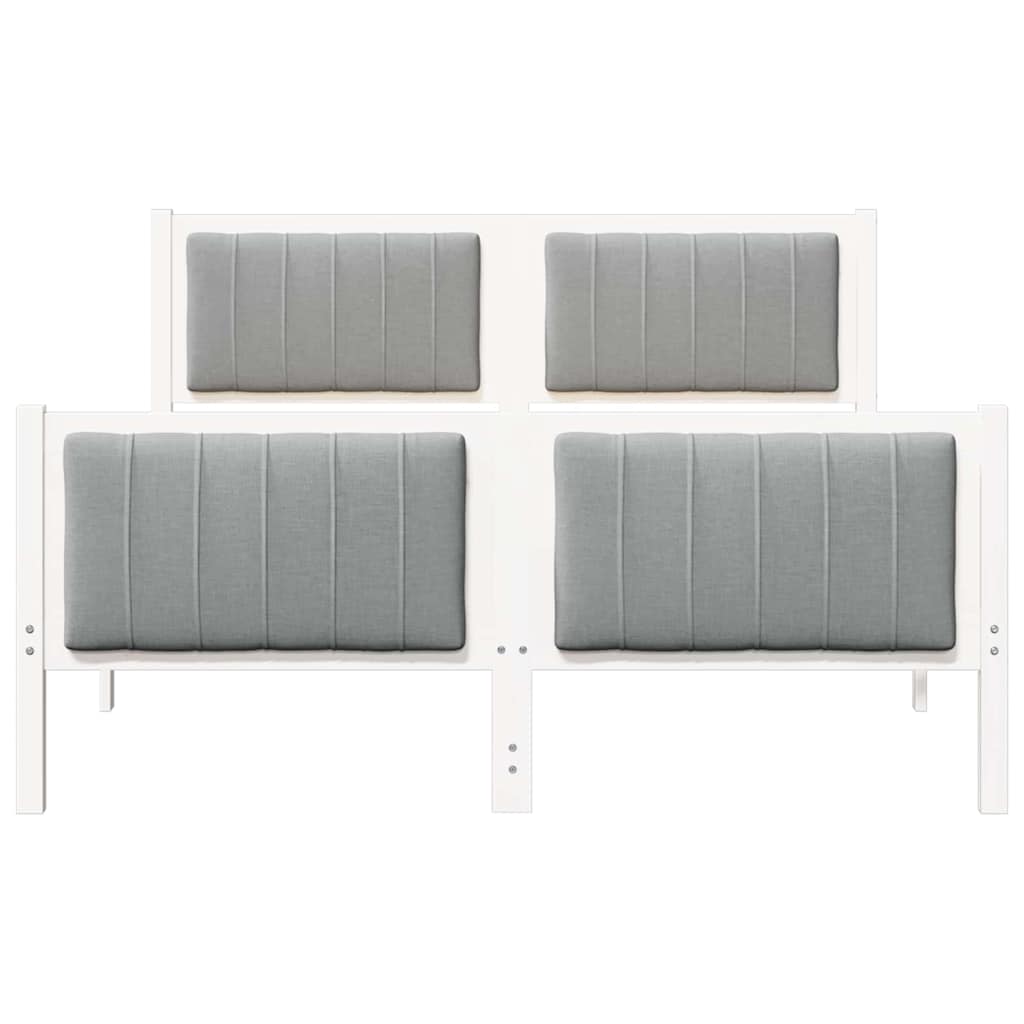 Sängram med huvudgavel Vit och ljusgrå 140 x 200 cm Massiv furu