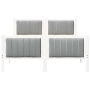 Sängram med huvudgavel Vit och ljusgrå 140 x 200 cm Massiv furu