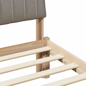 Sängram med huvudgavel Brun och taupe 200 x 200 cm Massiv furu