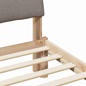 Sängram med huvudgavel Brun och taupe 180 x 200 cm Massiv furu