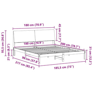 Sängram med huvudgavel Brun och taupe 180 x 200 cm Massiv furu