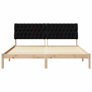 Sängram med Klädd Huvudgavel Brun 180 x 200 cm Massiv furu