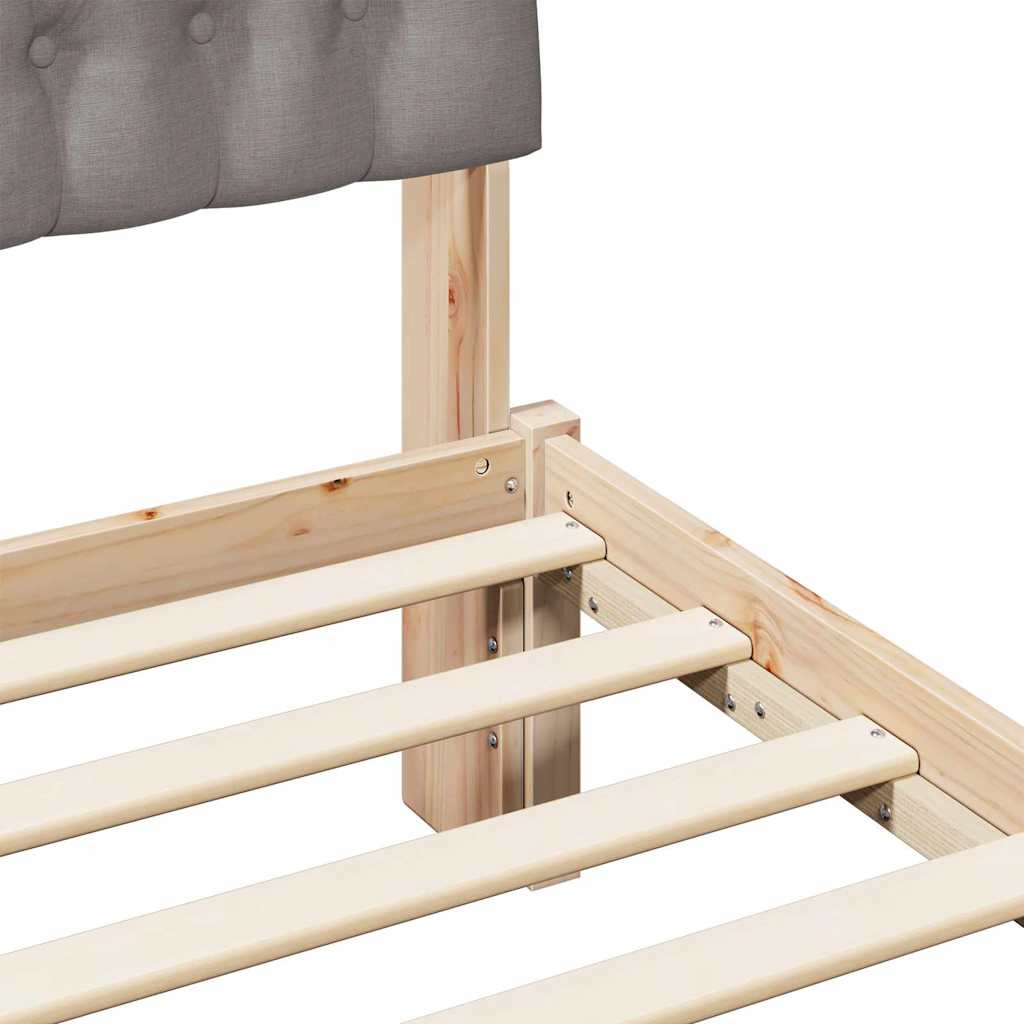 Sängram med Klädd Huvudgavel Brun 180 x 200 cm Massiv furu