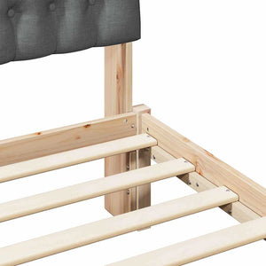 Sängram med Klädd Huvudgavel Brun 160 x 200 cm Massiv furu