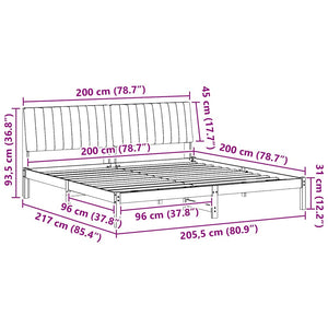 Sängram med huvudgavel Vit 200 x 200 cm Massiv furu
