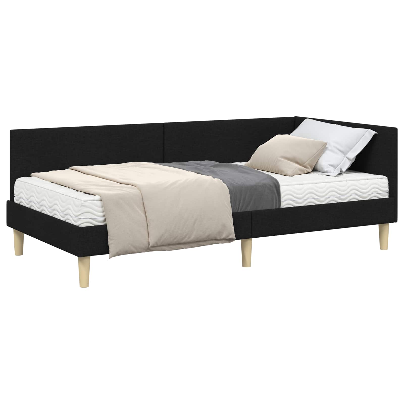 Hörn Sängram med Madrass Övrigt med huvudgavel 2 pcs Grön tyg