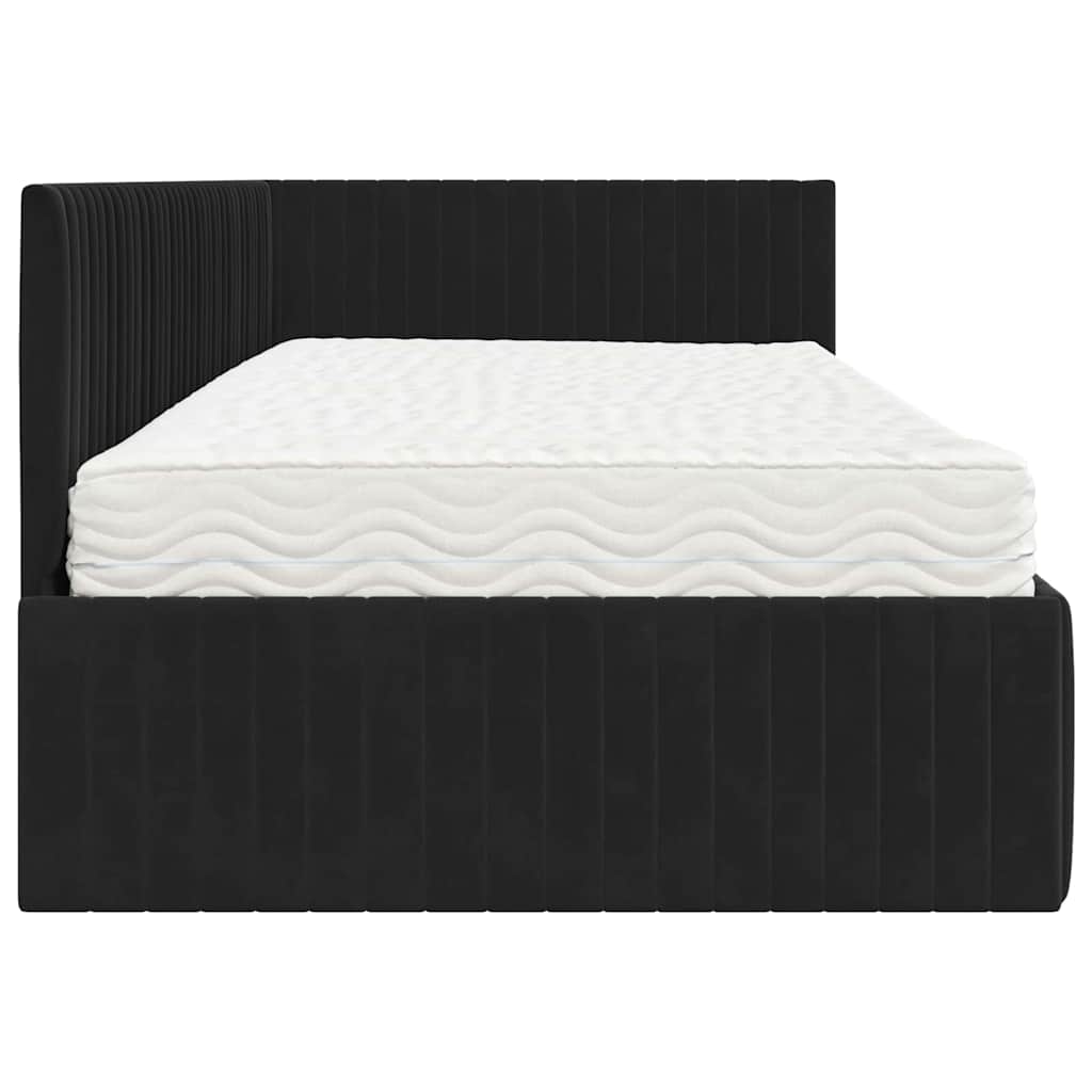 Hörn Sängram med Madrass med huvudgavel 2 pcs Svart Sammet