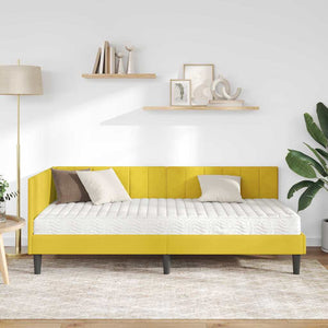 Hörn Sängram med Madrass med madrass 2 pcs Gul Sammet
