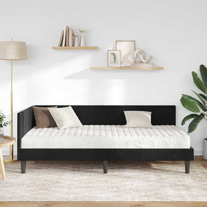 Hörn Sängram med Madrass med huvudgavel 2 pcs Svart Sammet