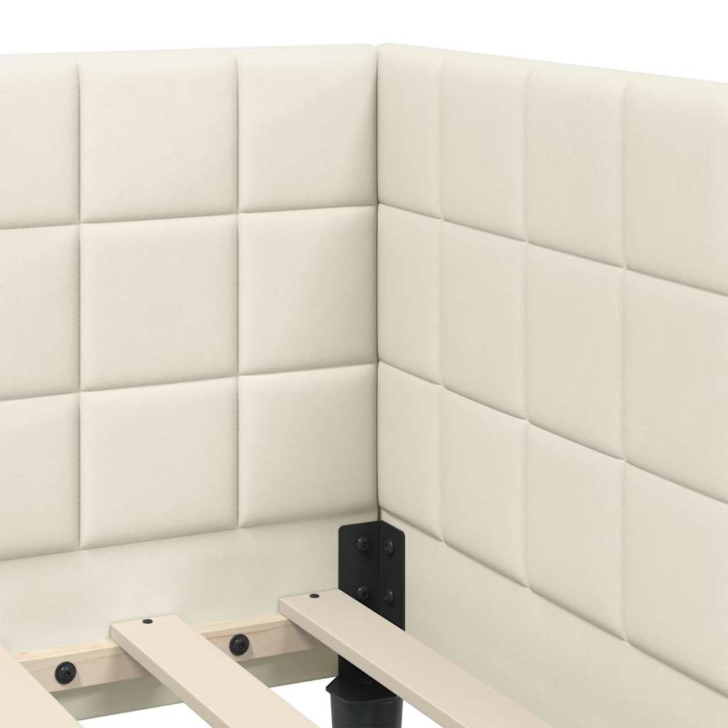 Hörn Sängram med Madrass med huvudgavel Kräm 90 x 190 cm Sammet