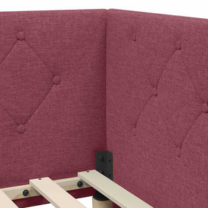 Hörn Sängram med madrass med huvudgavel Vinröd 90 x 190 cm tyg