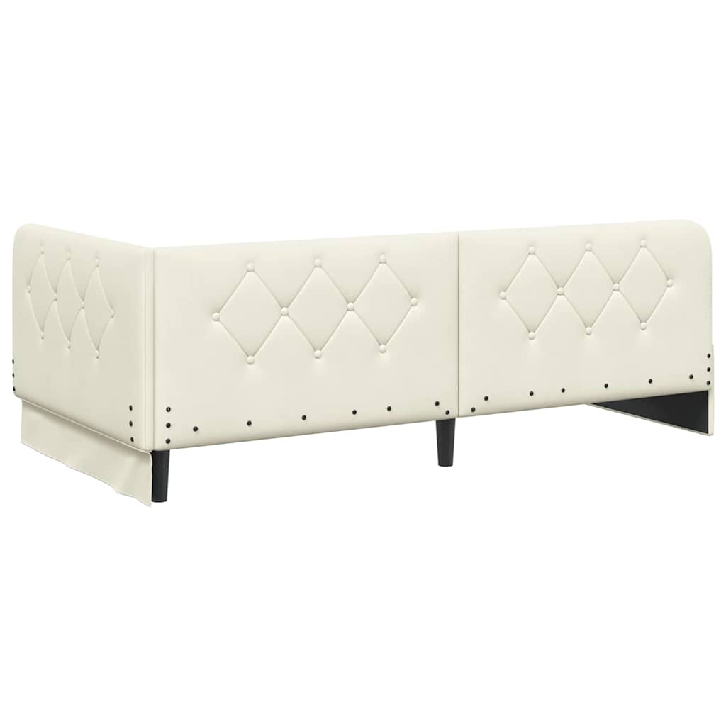 Hörn Sängram med madrass med huvudgavel Kräm 90 x 190 cm Sammet