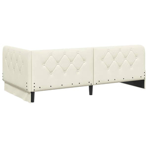 Hörn Sängram med madrass med huvudgavel Kräm 90 x 190 cm Sammet