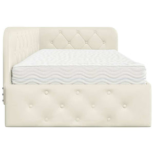 Hörn Sängram med madrass med huvudgavel Kräm 90 x 190 cm Sammet