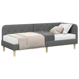 Hörn Sängram med madrass med huvudgavel Mörkgrå 80 x 200 cm tyg