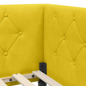 Hörn Sängram med madrass med huvudgavel Gul 90 x 190 cm Sammet