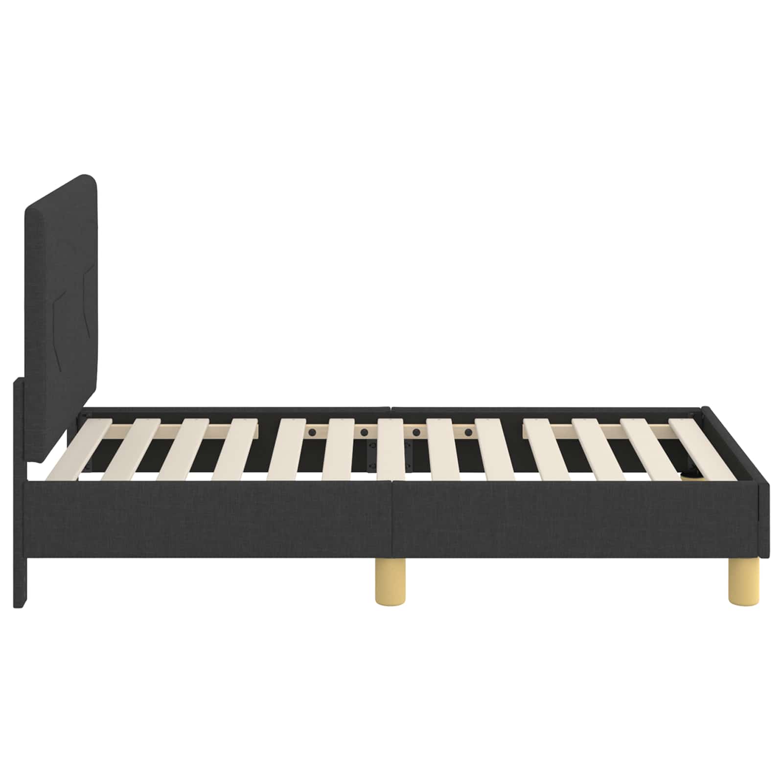 Sängram för småbarn med huvudgavel Svart 70 x 140 cm tyg